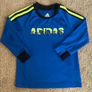 Adidas blue long sleeve dri-fit shirt w/ logo, 3T